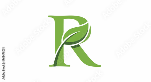 Green stylized letter R with a leaf motif