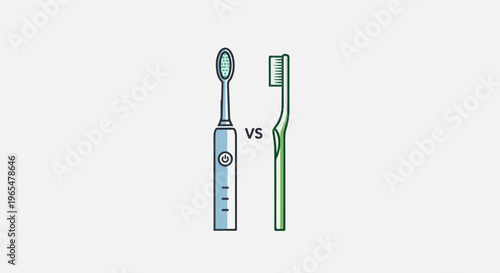 Illustration of an electric toothbrush versus a manual toothbrush