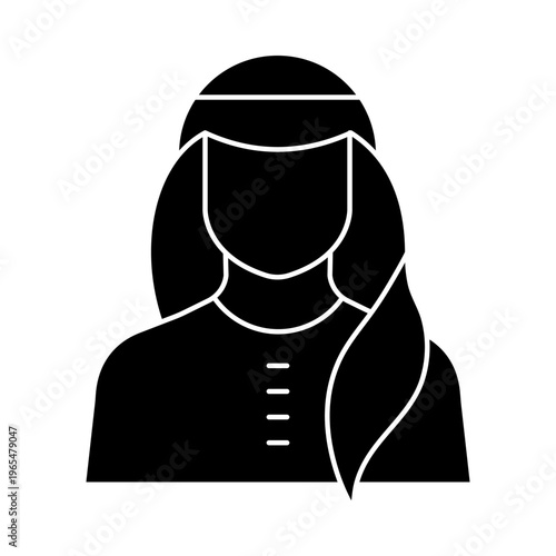 Arabic Man Line Icon with Traditional Shemagh Headscarf. Middle Eastern Man Outline Icon in Saudi Traditional Clothing