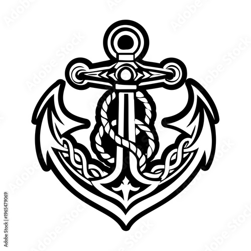 A solid style icon of anchor tattoo