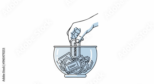 Hand draws winning ticket from a bowl full of raffle tickets