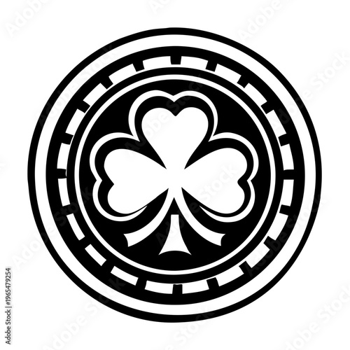 A filled style icon of clover coin symbol