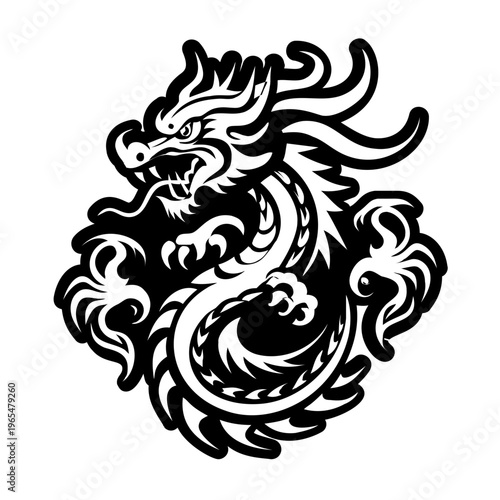 Chinese dragon symbol icon in solid style