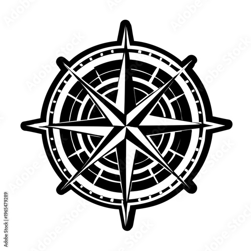 Compass rose icon in glyph style