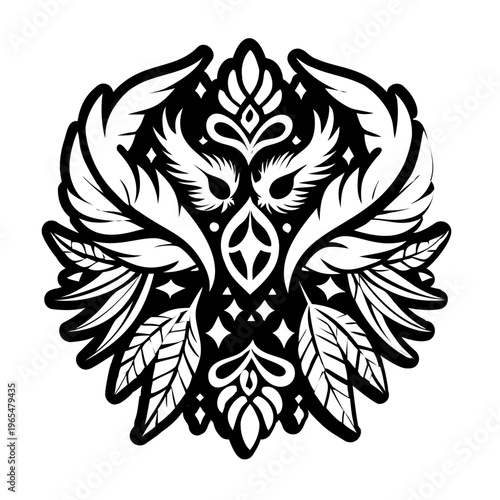 A glyph style icon of feathers symbol