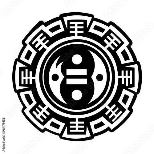 A solid style icon of chinese tattoo