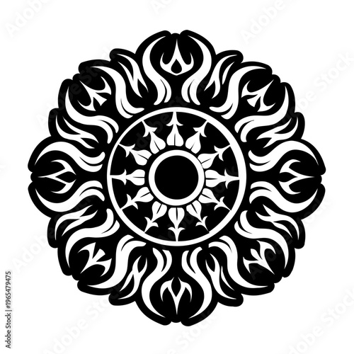 Sun tattoo icon in filled style