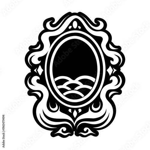 A filled style icon of foggy mirror symbol