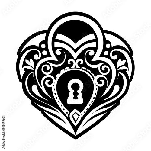 Heart lock icon in glyph style