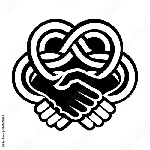 A filled style icon of intertwined hands symbol