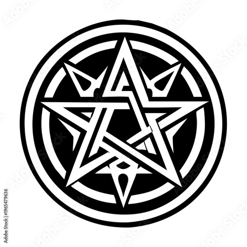 A solid style icon of pentagram symbol