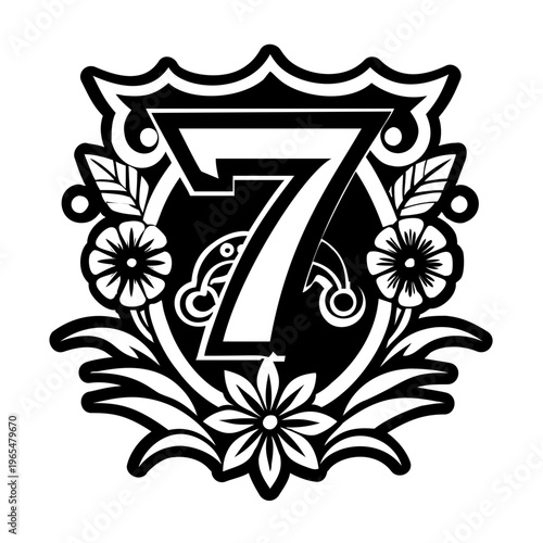 A filled style icon of lucky number symbol