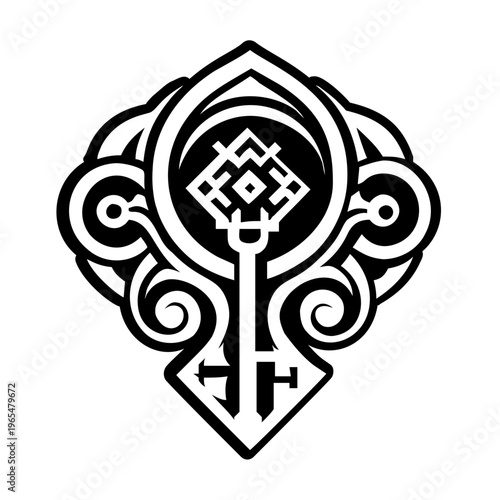 Key symbol icon in solid style