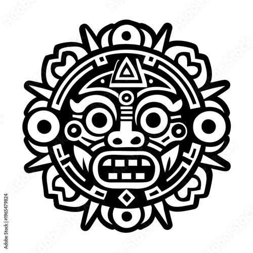 A filled style icon of mayan tattoo