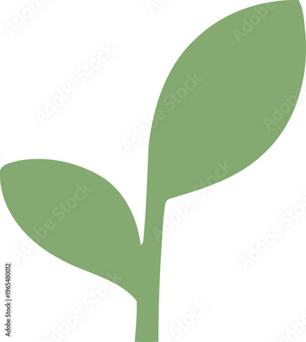 Simple green plant sprout illustration. Flat design nature element