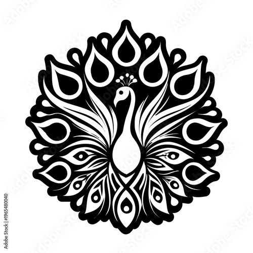 A filled style icon of peacock feather symbol
