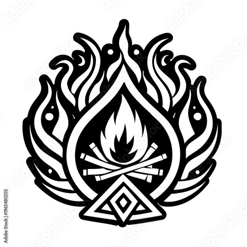 A solid style icon of sacred fire symbol