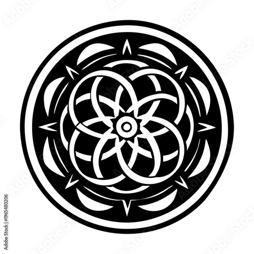 A filled style icon of sacred knot symbol