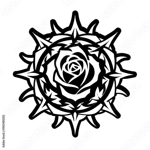 A filled style icon of thorn rose symbol