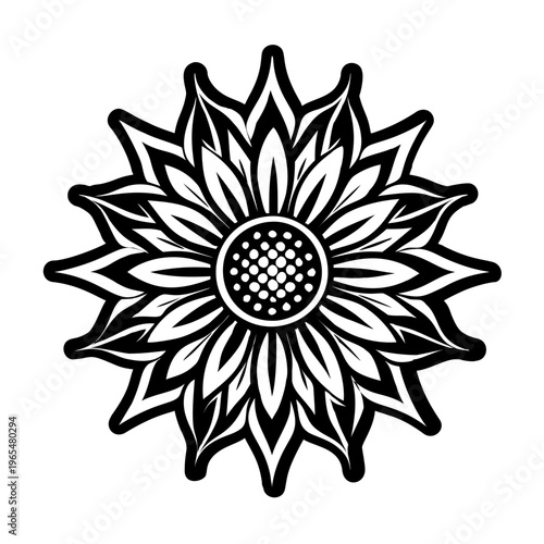 Sunflower tattoo icon in filled style