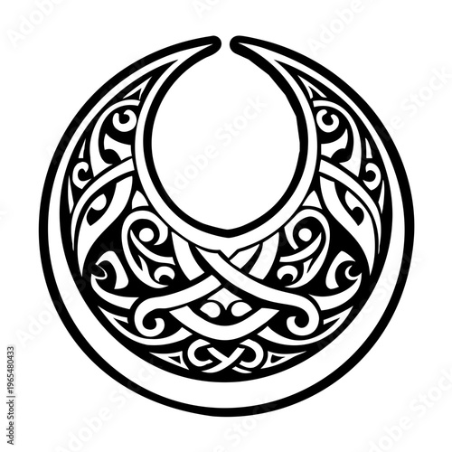 A filled style icon of tribal crescent symbol