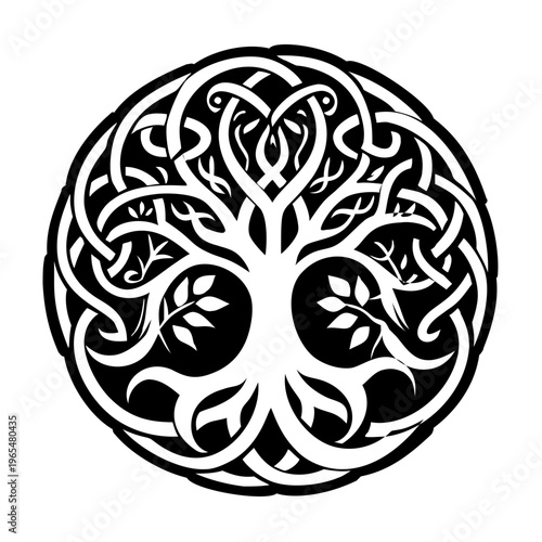 A glyph style icon of tree tattoo