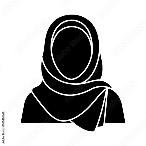 Arabic Woman Line Icon with Hijab Traditional Clothing. Middle Eastern Woman Outline Icon in Islamic Dress