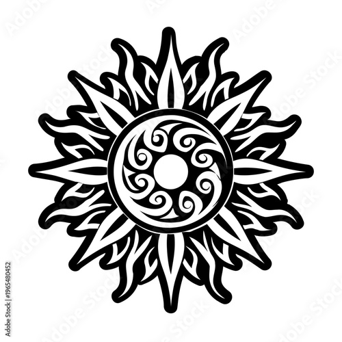 Solar tattoo icon in glyph style