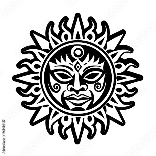 A solid style icon of tribal sun symbol