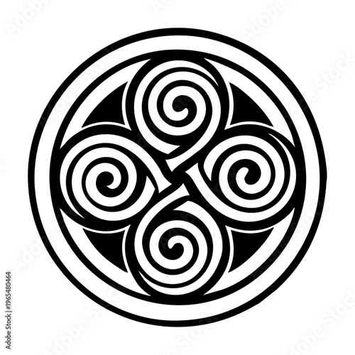 A glyph style icon of triskelion symbol