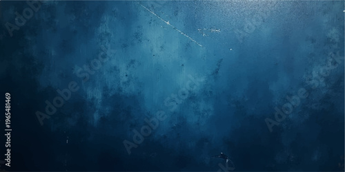 A vintage dark blue grunge texture with a dirty wall pattern and light smoke clouds creates an old paper backdrop design