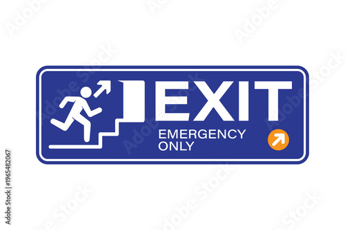 Emergency Exit Sign with Running Figure and Arrow.