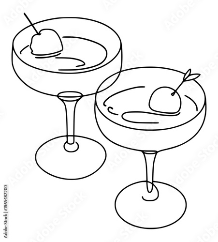 Two cocktail glasses illustration