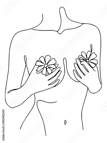 Female body with flowers illustration