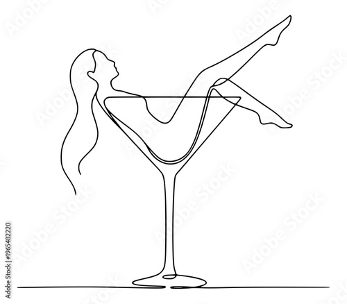 Woman in martini glass illustration