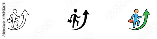 Business career growth and professional success icon set. Financial progress and development symbol. Vector Illustration.