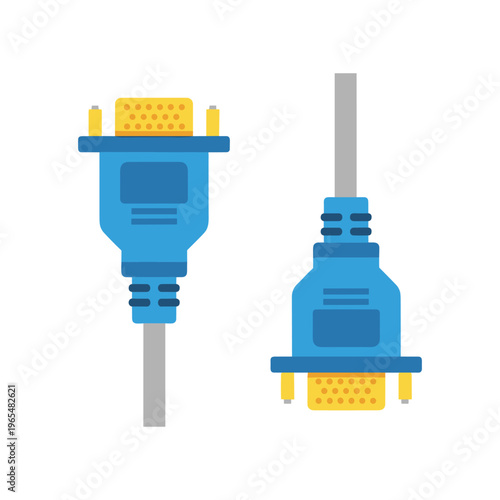 hdmi cable connector and adapter plug isolated vector illustration flat design