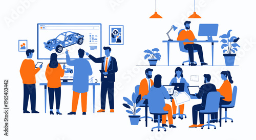 Business people working in office space.