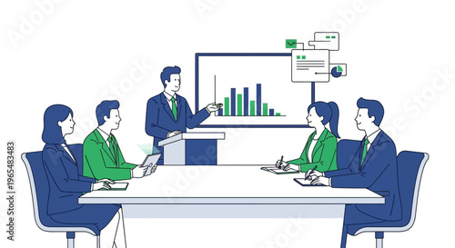 Business people sitting at meeting table.