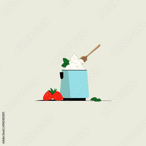 Portable Ice Cream Maker with Fresh Berries