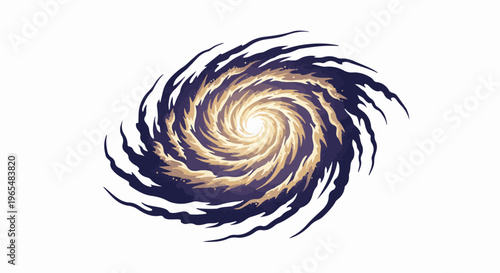 Glowing spiral vortex with dark purple and yellow cosmic energy