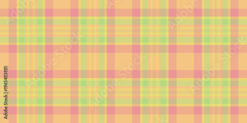 Machinery textile tartan pattern, india plaid background fabric. Naked texture vector check seamless in yellow and amber colors.