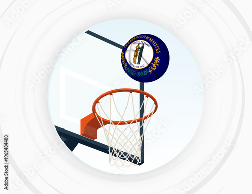 Idaho Flag Themed Basketball in Motion, Scoring Moment in Basketball Game.