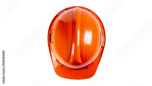 Картината върху платно Isolated top view of a bright orange industrial safety hard hat protective helme