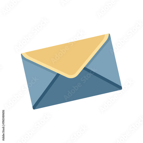 open blue envelope with golden flap vector illustration flat design