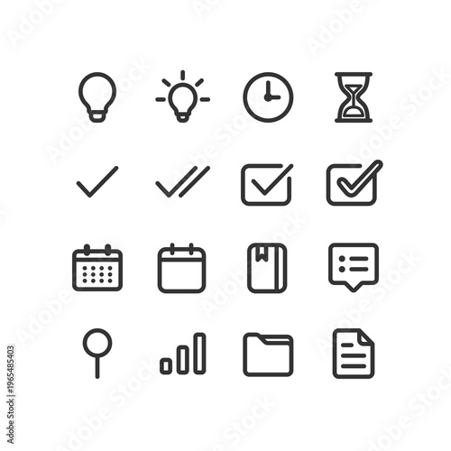 Productivity and Task Management Line Icons Set