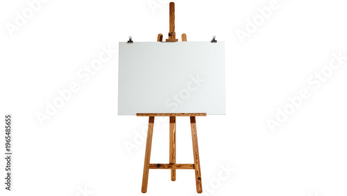Konstfotografi Isolated blank white square canvas on a sturdy wooden easel for artistic project