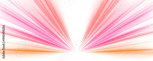 Neon ribbons twist forward in abstract dark tunnel. Light trails pulse with vibrant motion energy. Perfect for futuristic speed and digital visuals.
