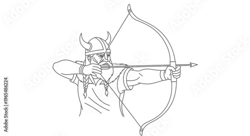 Viking Archer Aiming Bow and Arrow, Warrior Hunter, Ancient Warrior, Medieval Archer, Nordic Warrior