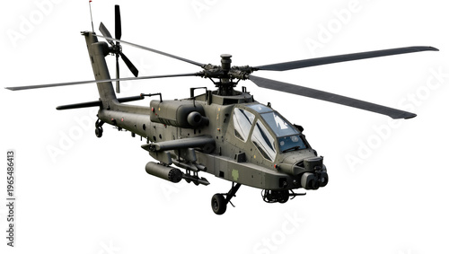 Fotografía Isolated modern military attack helicopter, a formidable combat aircraft prepare